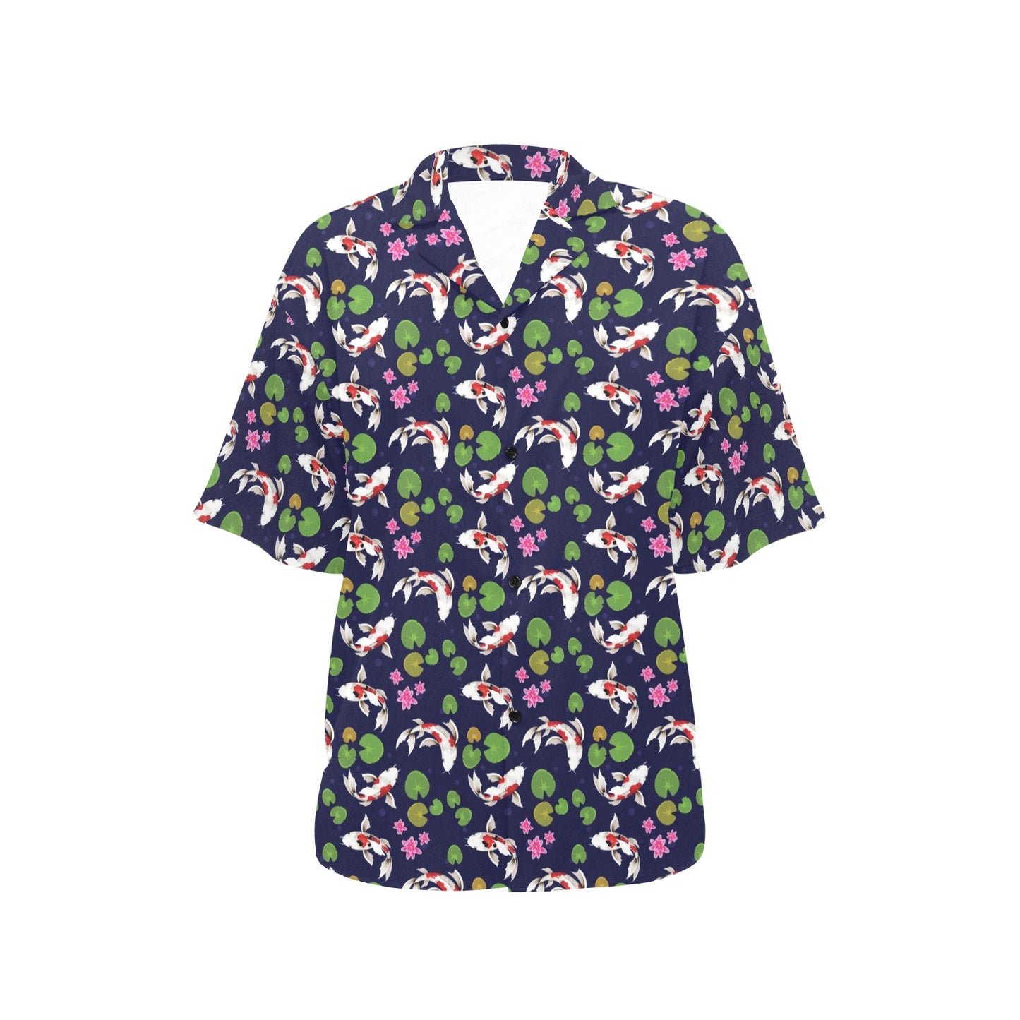 Koi Carp Pattern Design Themed Print Women's Hawaiian Shirt