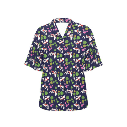 Koi Carp Pattern Design Themed Print Women's Hawaiian Shirt