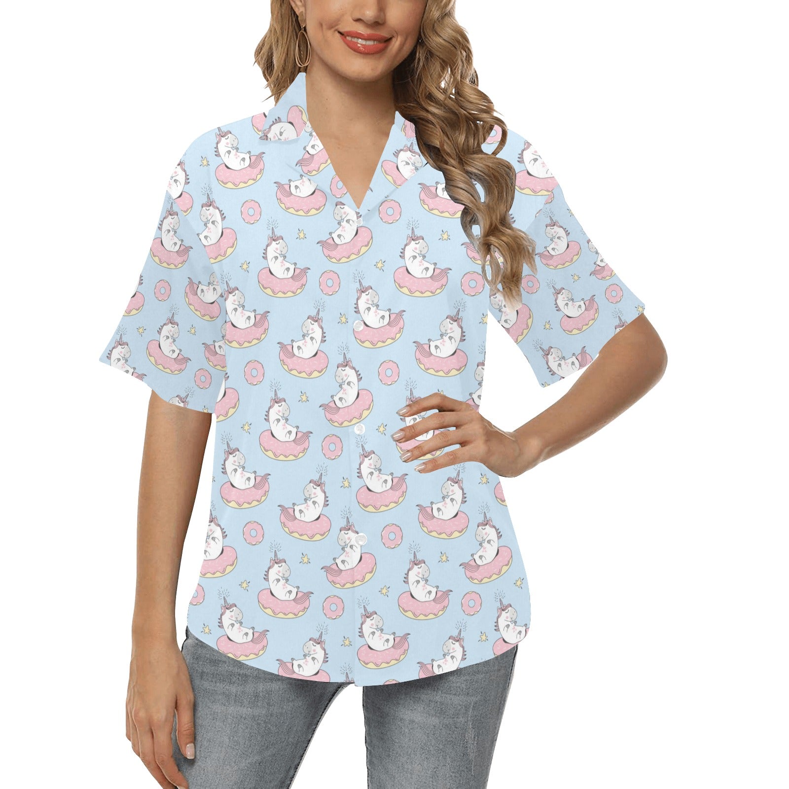 Unicorn Print Design LKS303 Women's Hawaiian Shirt