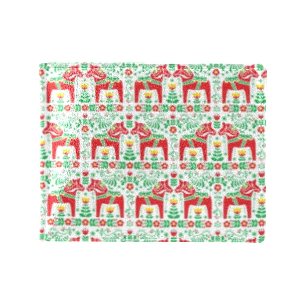 Swedish Dala Style Pattern Men's ID Card Wallet
