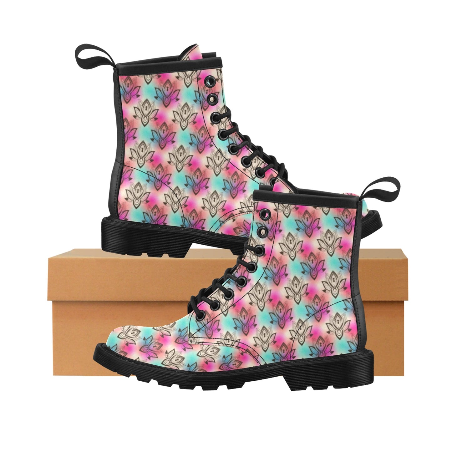 lotus Boho Pattern Print Design LO02 Women's Boots