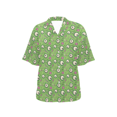 Zombie Eyes Design Pattern Print Women's Hawaiian Shirt