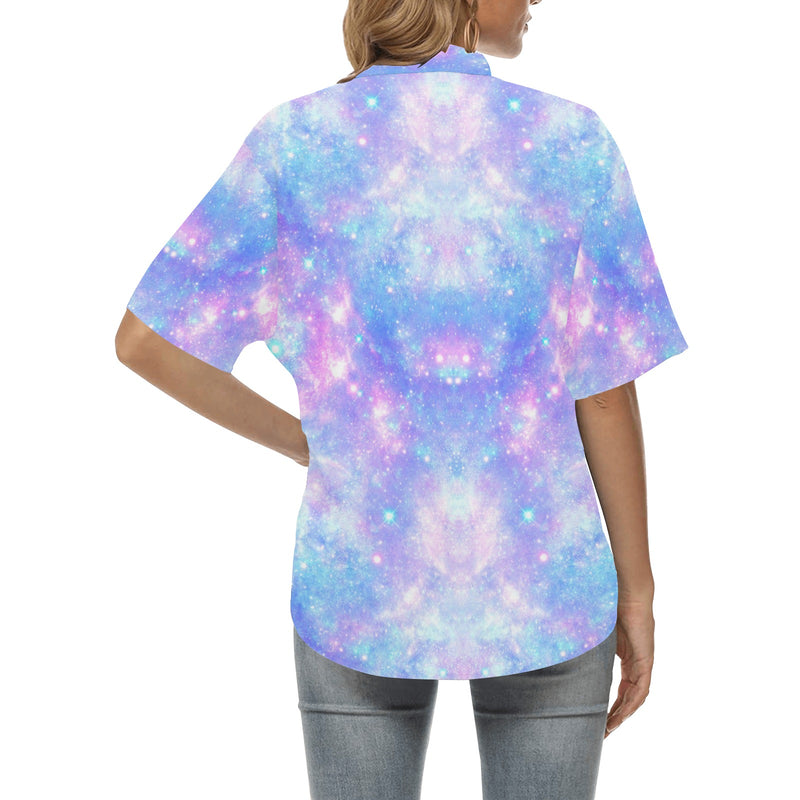 Galaxy Stardust Pastel Color Print Women's Hawaiian Shirt