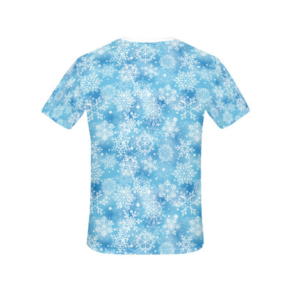 Snowflake Blue Print Design LKS301 Women's  T-shirt