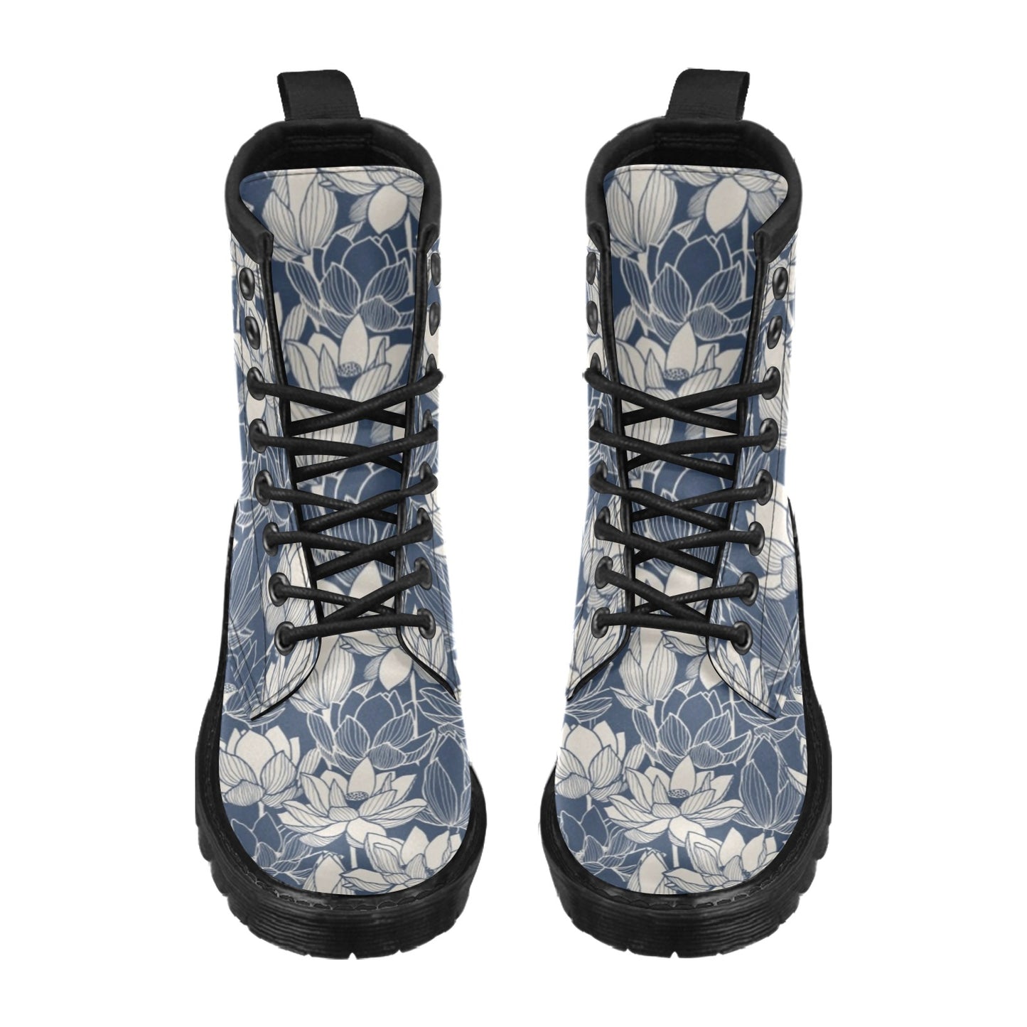 Water Lily Pattern Print Design WL04 Women's Boots
