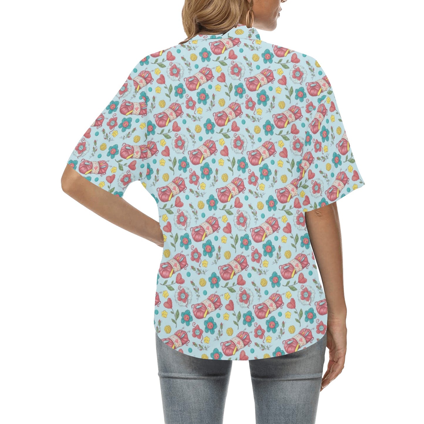 Crochet Pattern Print Design 01 Women's Hawaiian Shirt