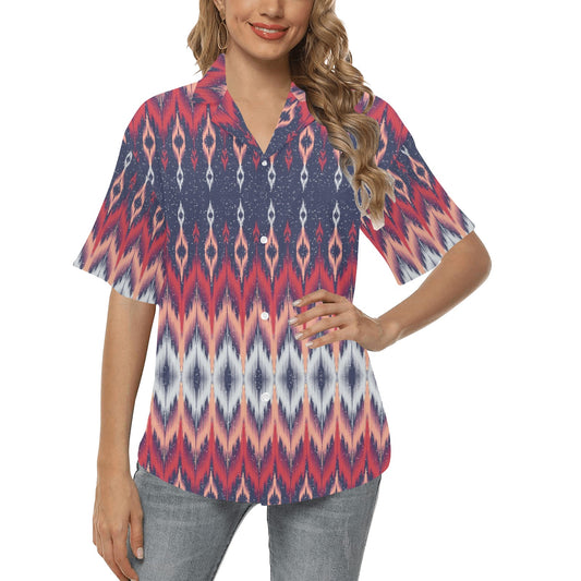 Ikat Print Design LKS401 Women's Hawaiian Shirt