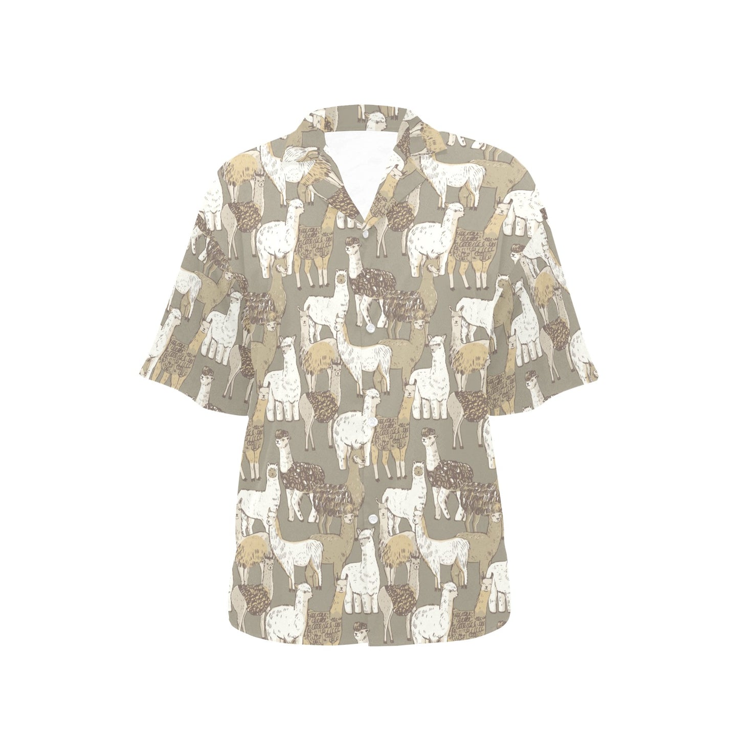 Alpaca Pattern Print Design 01 Women's Hawaiian Shirt