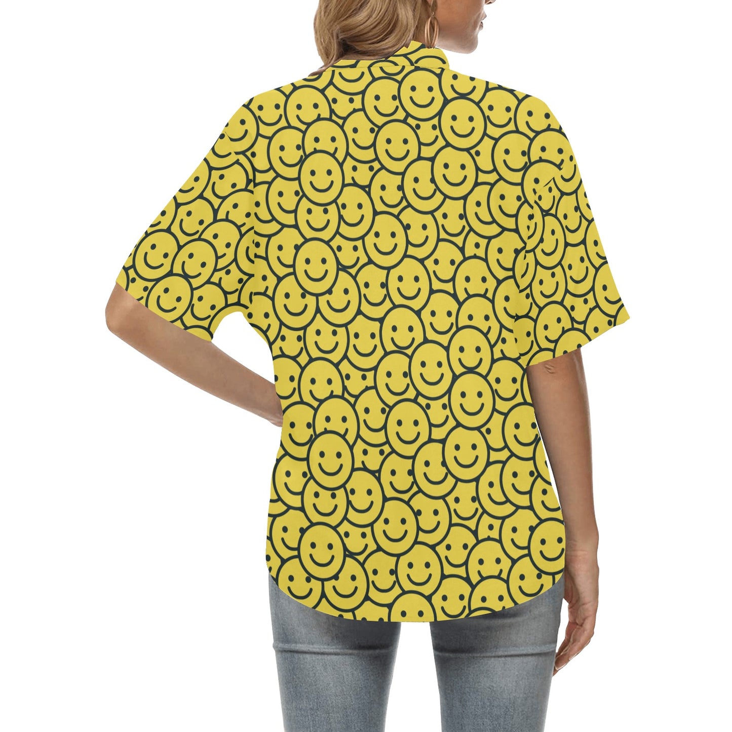 Smiley Face Emoji Print Design LKS302 Women's Hawaiian Shirt