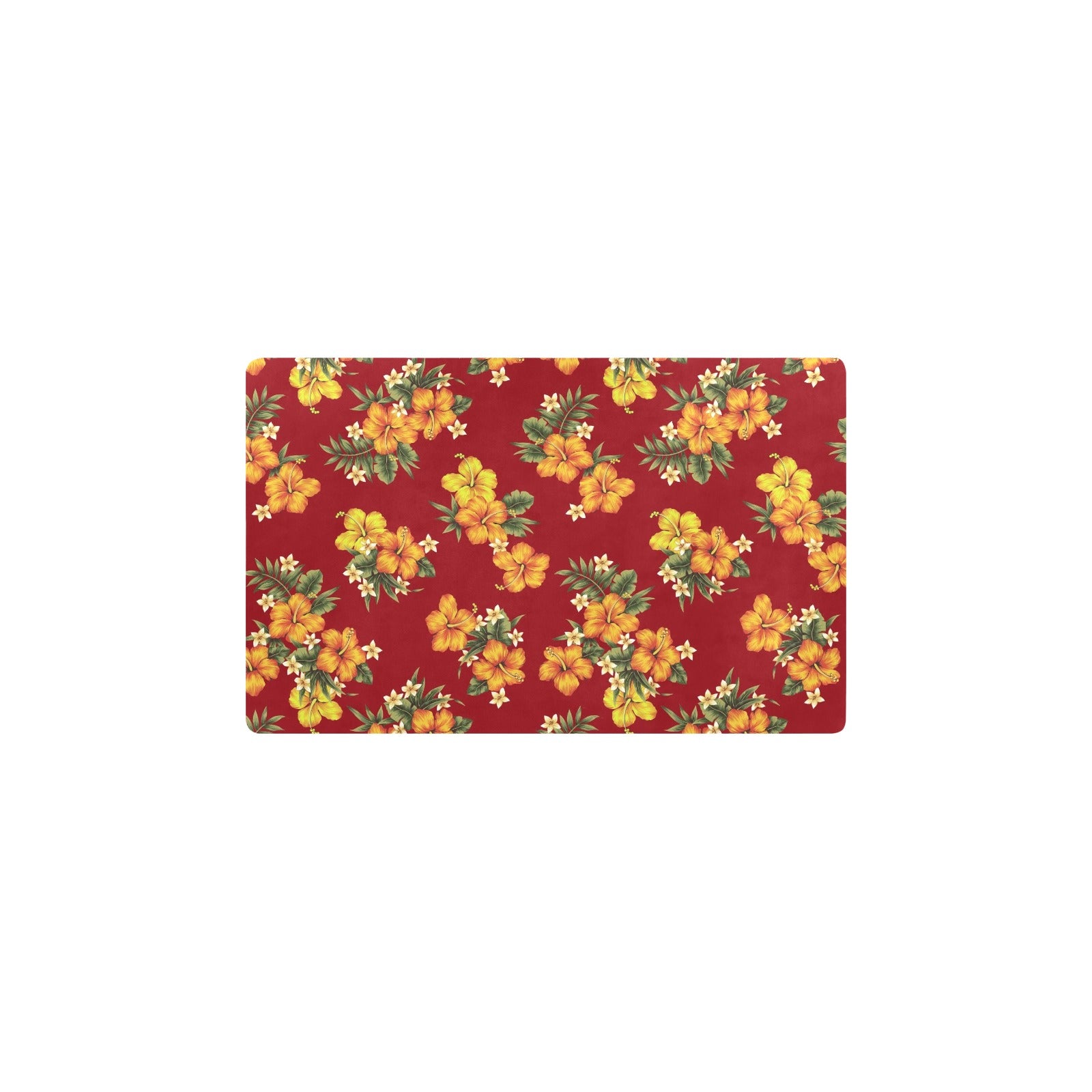 Orange Hibiscus Pattern Print Design HB026 Kitchen Mat