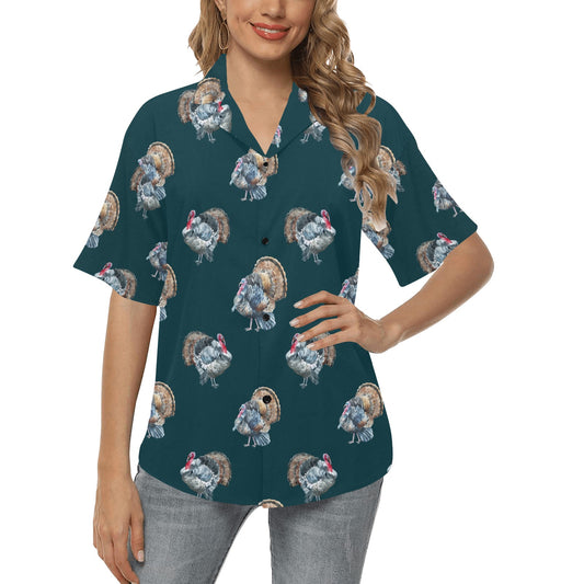 Turkey Pattern Print Design 03 Women's Hawaiian Shirt