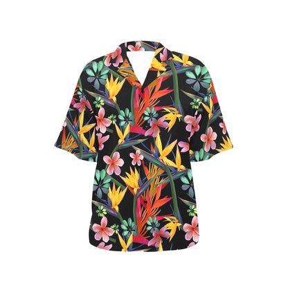 Tropical Flower Pattern Print Design TF015 Women's Hawaiian Shirt