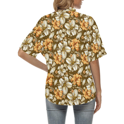 Lily Pattern Print Design 01 Women's Hawaiian Shirt