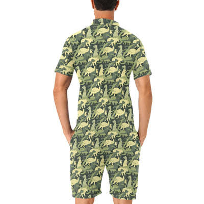 Camouflage Dinosaur Pattern Print Design 03 Men's Romper