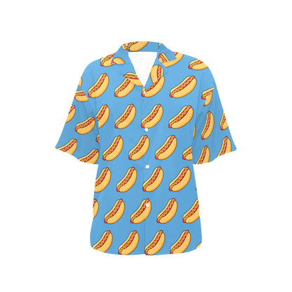 Hot Dog Pattern Print Design 02 Women's Hawaiian Shirt