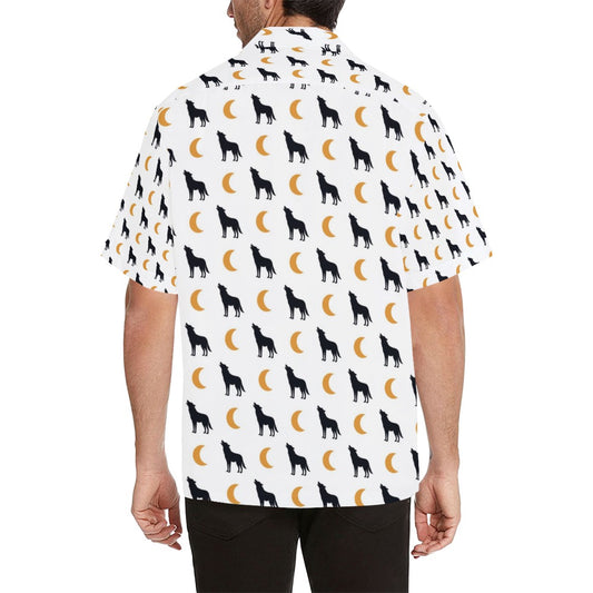 Wolf Moon Print Design LKS302 Men's Hawaiian Shirt