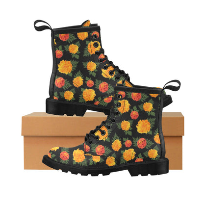 Marigold Pattern Print Design MR05 Women's Boots