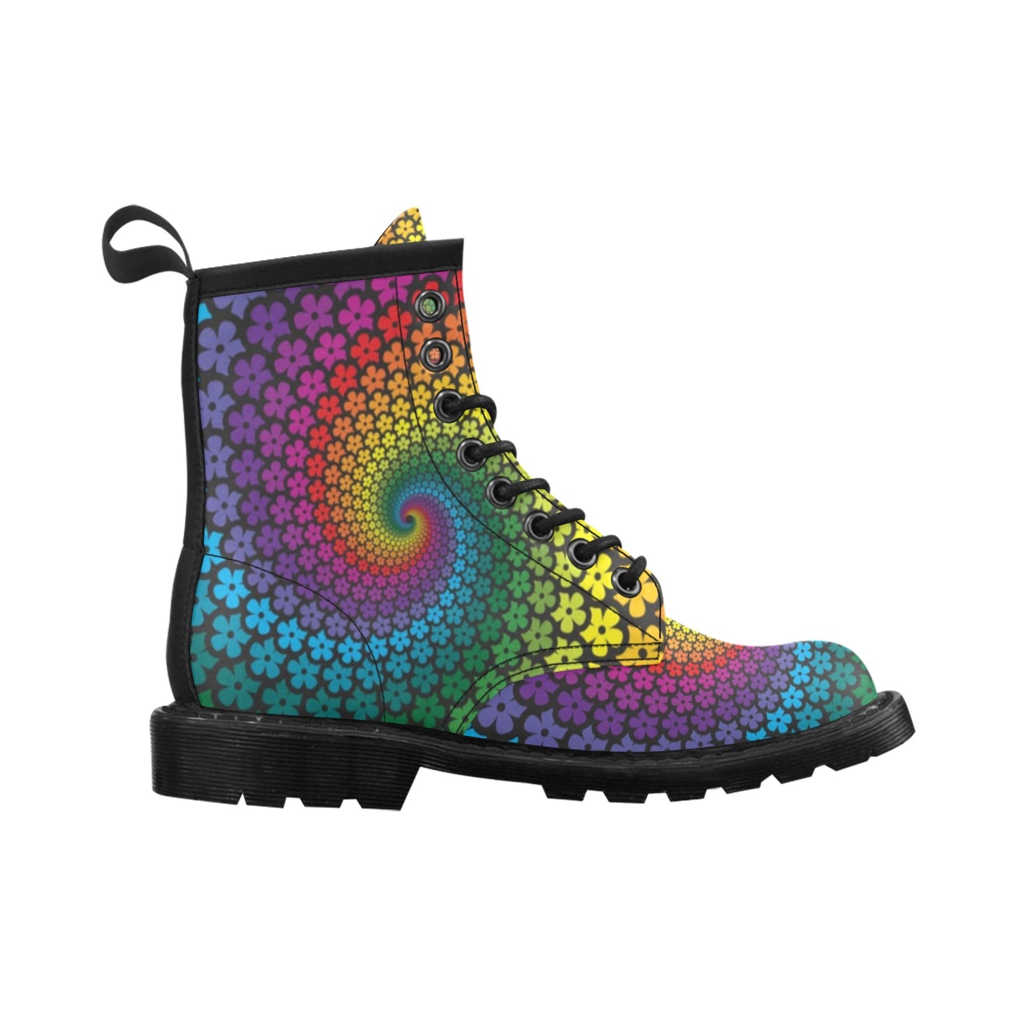 Flower Power Rainbow Spiral Print Women's Boots