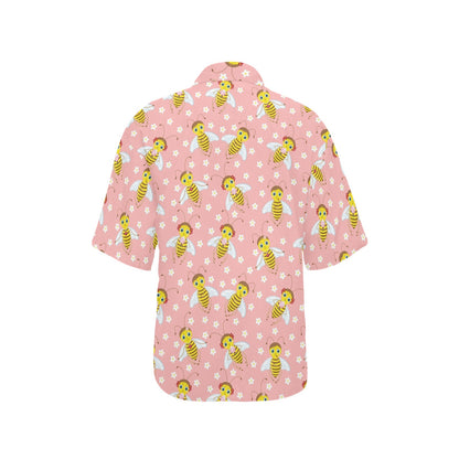 Bee Pattern Print Design BEE07 Women's Hawaiian Shirt