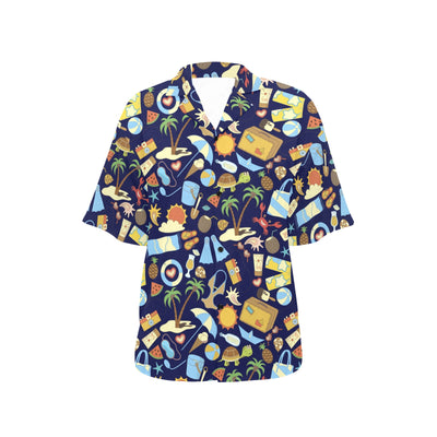 Beach Themed Pattern Print Design 04 Women's Hawaiian Shirt