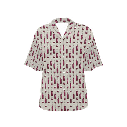 Wine Bottle Pattern Print Women's Hawaiian Shirt