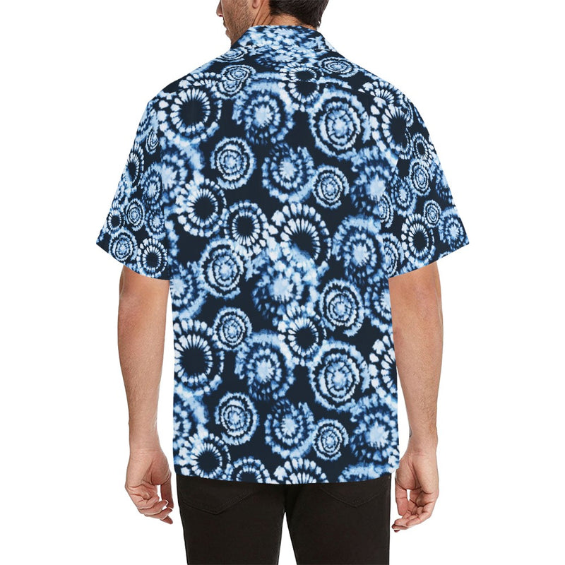 Tie Dye Dark Blue Print Design LKS306 Men's Hawaiian Shirt