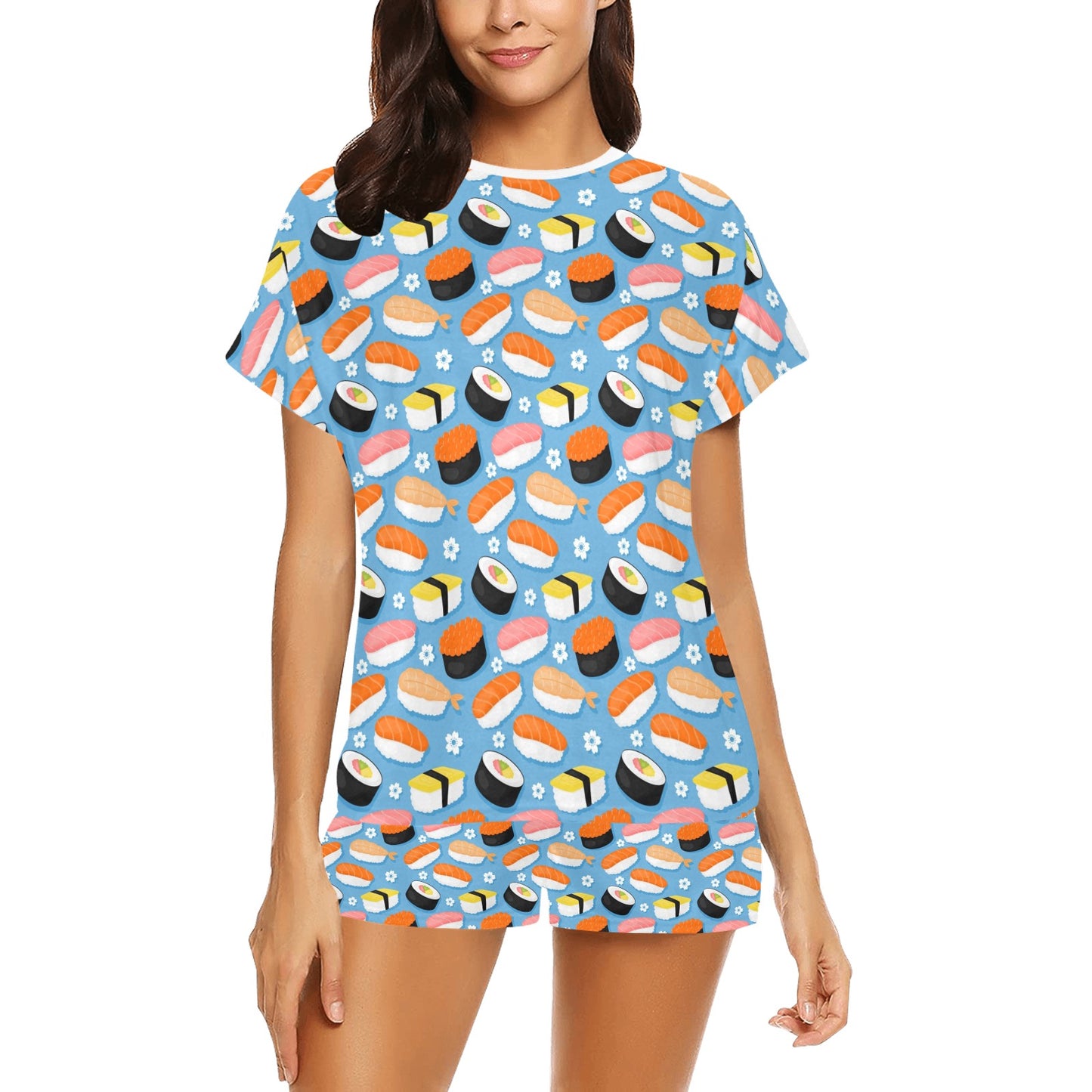 Sushi Print Design LKS304 Women's Short Pajama Set