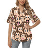 Emoji Monkey Print Pattern Women's Hawaiian Shirt
