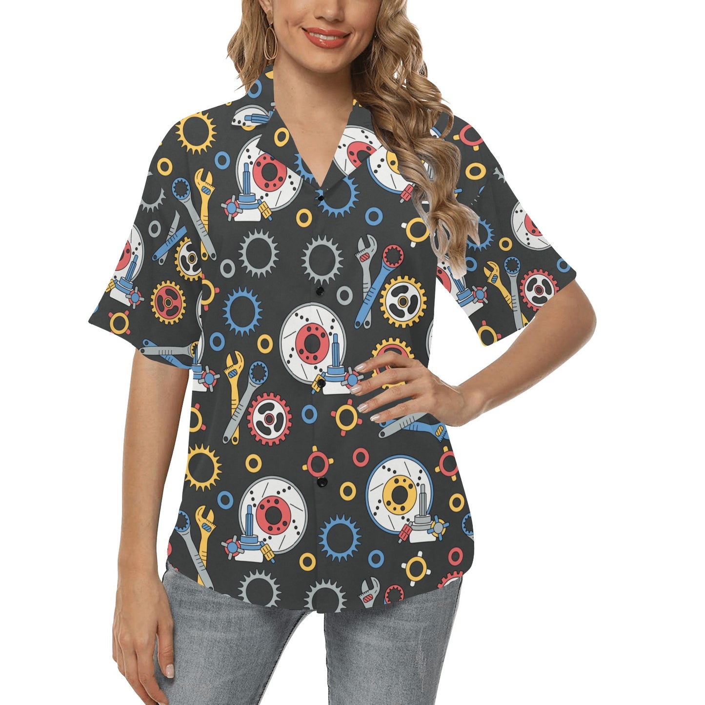 Mechanic Pattern Print Design 01 Women's Hawaiian Shirt