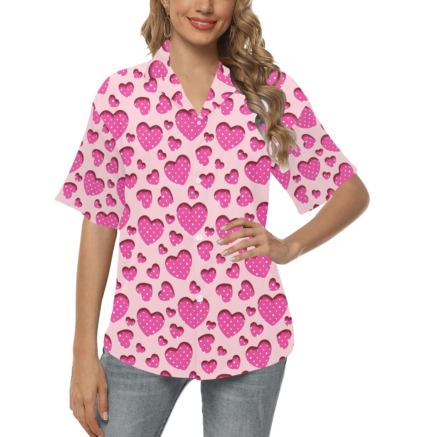 Heart Pink Pattern Print Design HE06 Women's Hawaiian Shirt