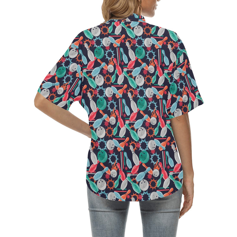 Bowling Pattern Print Design 08 Women's Hawaiian Shirt