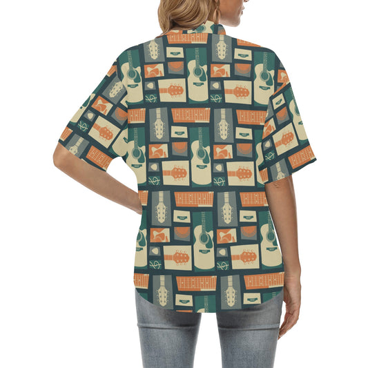 Acoustic Guitar Pattern Print Design 02 Women's Hawaiian Shirt