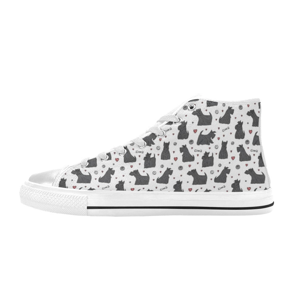 Scottish Terriers Print Design LKS3015 High Top Women's White Shoes