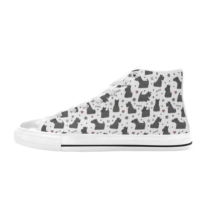 Scottish Terriers Print Design LKS3015 High Top Women's White Shoes