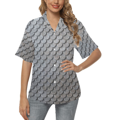 Armor Scales Pattern Print Design 03 Women's Hawaiian Shirt