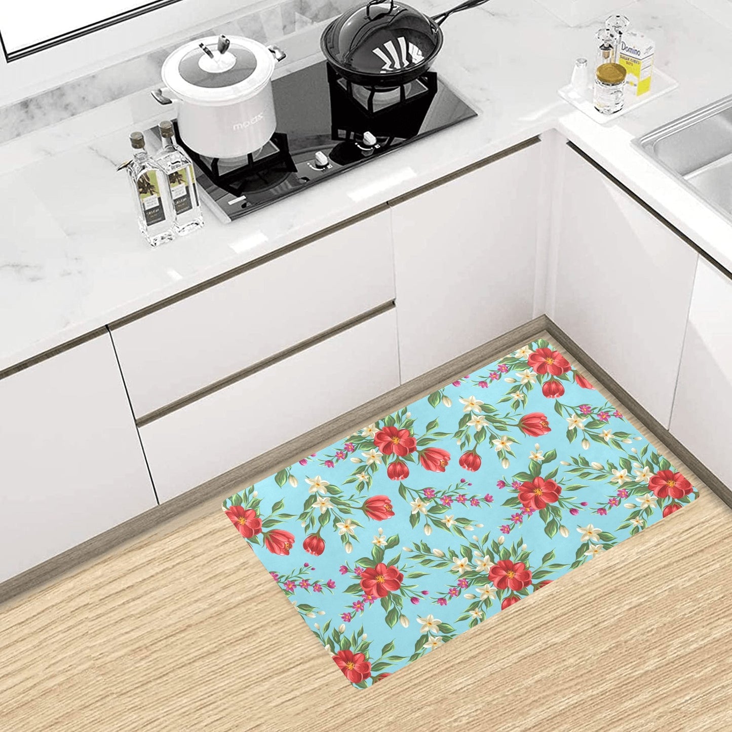 Summer Floral Pattern Print Design SF011 Kitchen Mat