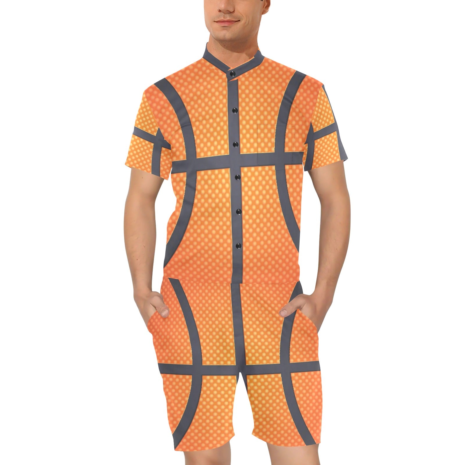 Basketball Texture Print Pattern Men's Romper