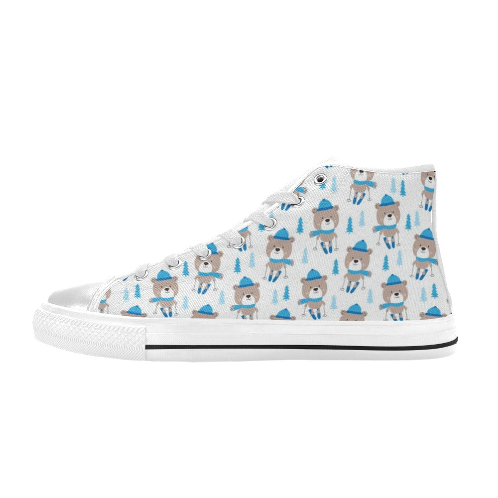 Ski Print Design LKS306 High Top Women's White Shoes