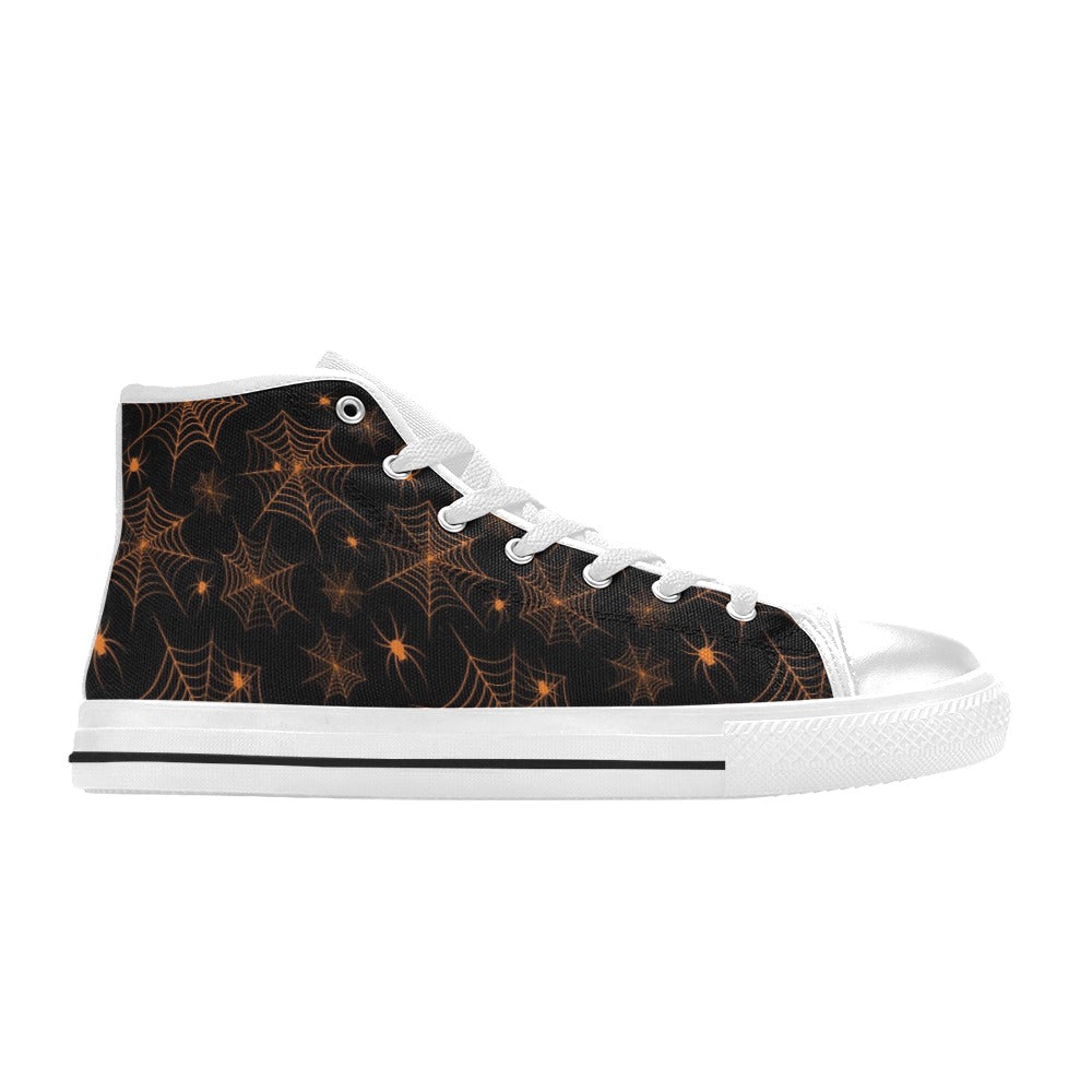 Spider Web Print Design LKS306 High Top Women's White Shoes
