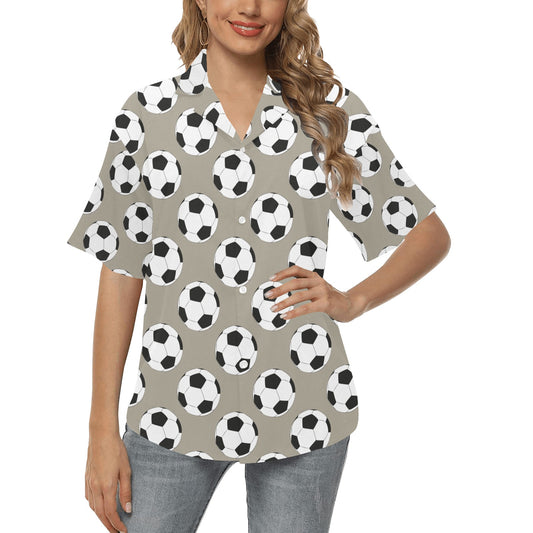 Soccer Ball Print Design LKS302 Women's Hawaiian Shirt