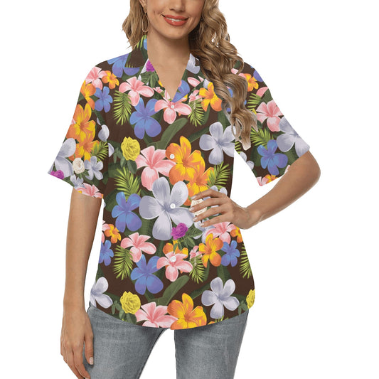 Plumeria Pattern Print Design PM03 Women's Hawaiian Shirt