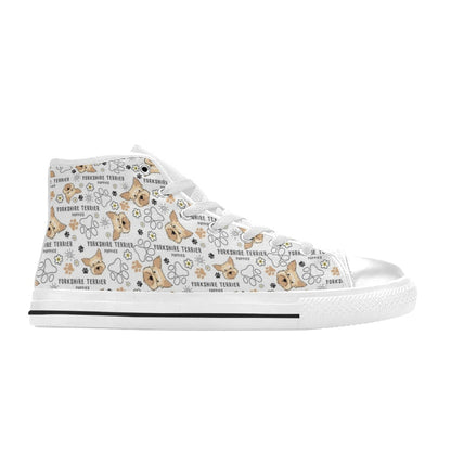 Yorkshire Terriers Print Design LKS308 High Top Women's White Shoes