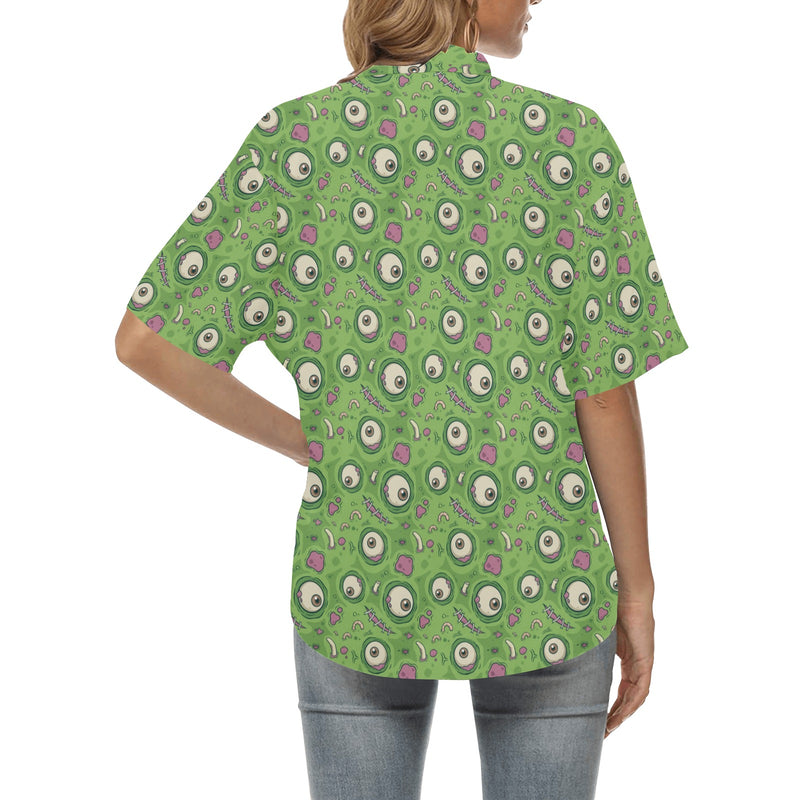 Zombie Eyes Design Pattern Print Women's Hawaiian Shirt