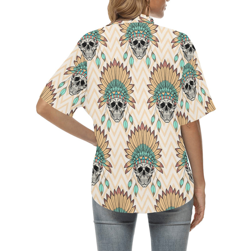 Indian Skull Pattern Women's Hawaiian Shirt