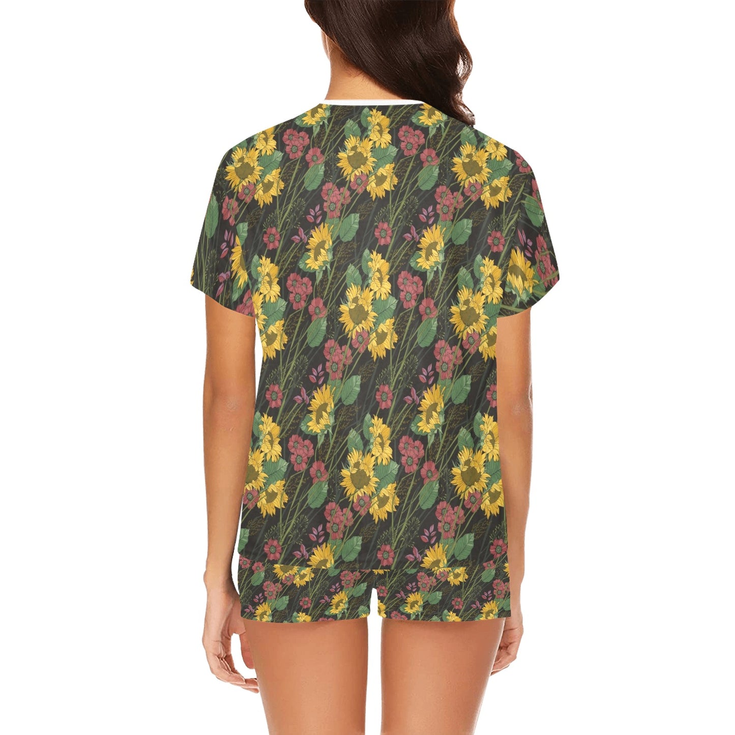Sunflower Print Design LKS303 Women's Short Pajama Set