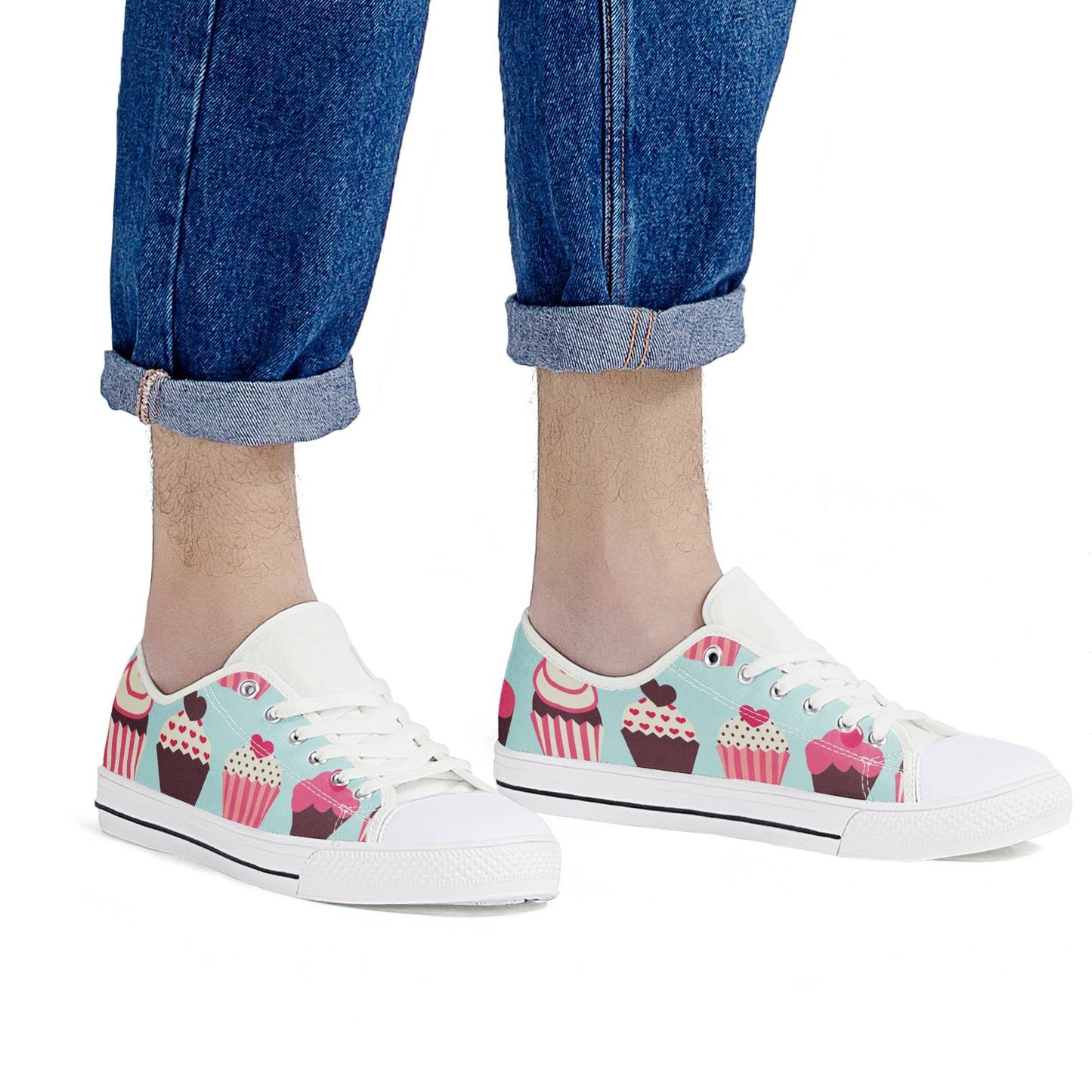 CupCake Print Pattern Women Low Top Shoes