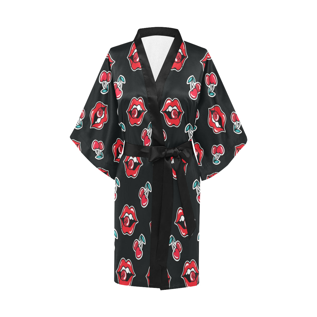 Cherry Pattern Print Design CH04 Women Kimono Robe