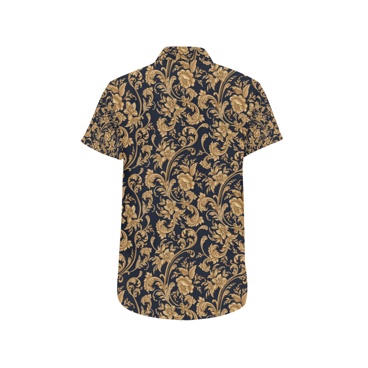 Baroque Golden Pattern Print Design 03 Men's Short Sleeve Button Up Shirt