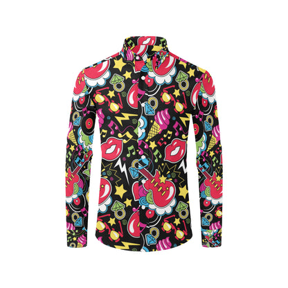 Pop Art Pattern Print Design A04 Men's Long Sleeve Shirt