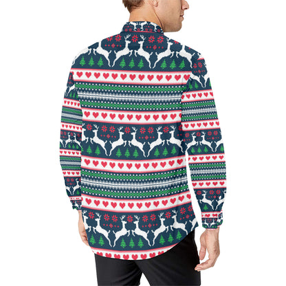 Reindeer Pattern Print Design 03 Men's Long Sleeve Shirt